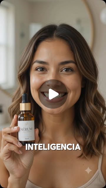Reel con una presentadora generada por IA sujetando un sérum