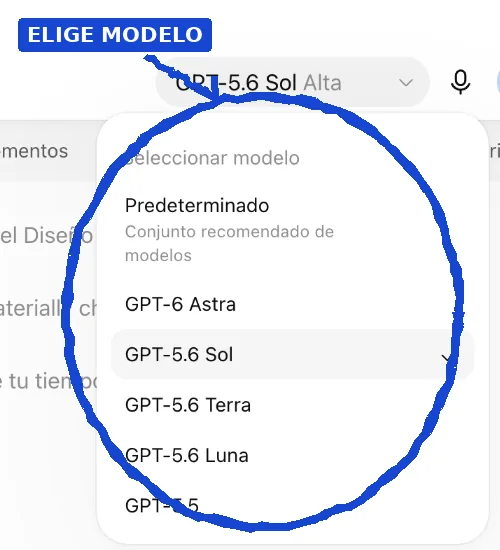 Selector real con Astra, Sol, Terra y Luna disponibles